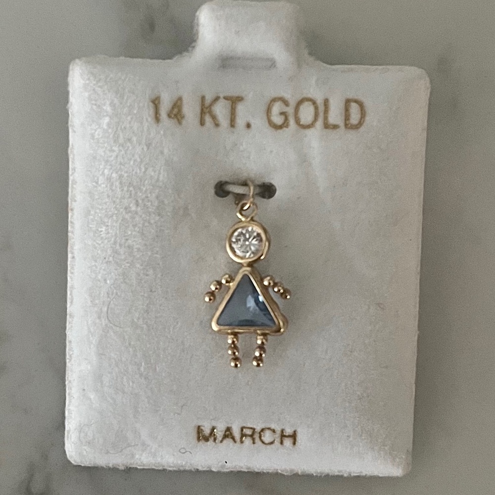 14 KT Gold Aquamarine March Birthstone Pendant